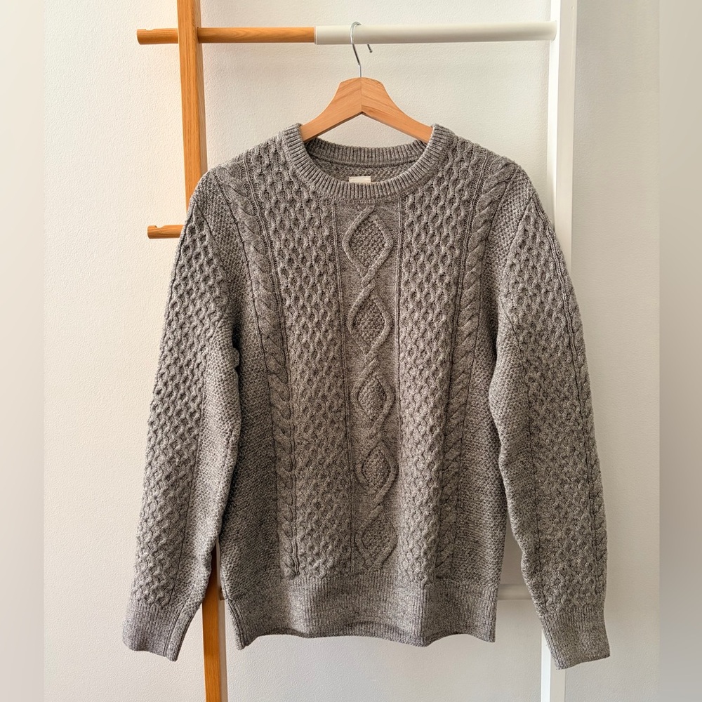 Men's‎ GAP Gray Cable Knit Crewneck Sweater